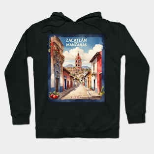 Zacatlan de las Manzanas Puebla Mexico Watercolor Vintage Tourism Hoodie